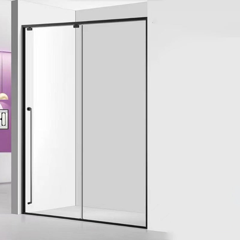 Single Sliding Gray Semi Frameless Shower Door Clear Shower Bath Door Clearhalo 'Bathroom Remodel & Bathroom Fixtures' 'Home Improvement' 'home_improvement' 'home_improvement_shower_tub_doors' 'Shower and Tub Doors' 'shower_tub_doors' 'Showers & Bathtubs' 7331744