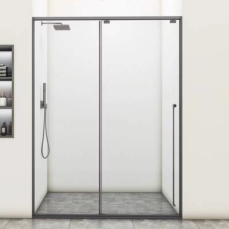 Single Sliding Gray Semi Frameless Shower Door Clear Shower Bath Door Left Clearhalo 'Bathroom Remodel & Bathroom Fixtures' 'Home Improvement' 'home_improvement' 'home_improvement_shower_tub_doors' 'Shower and Tub Doors' 'shower_tub_doors' 'Showers & Bathtubs' 7331745