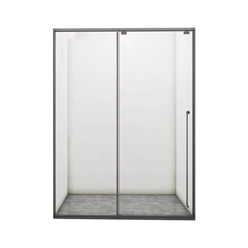 Single Sliding Gray Semi Frameless Shower Door Clear Shower Bath Door Clearhalo 'Bathroom Remodel & Bathroom Fixtures' 'Home Improvement' 'home_improvement' 'home_improvement_shower_tub_doors' 'Shower and Tub Doors' 'shower_tub_doors' 'Showers & Bathtubs' 7331748