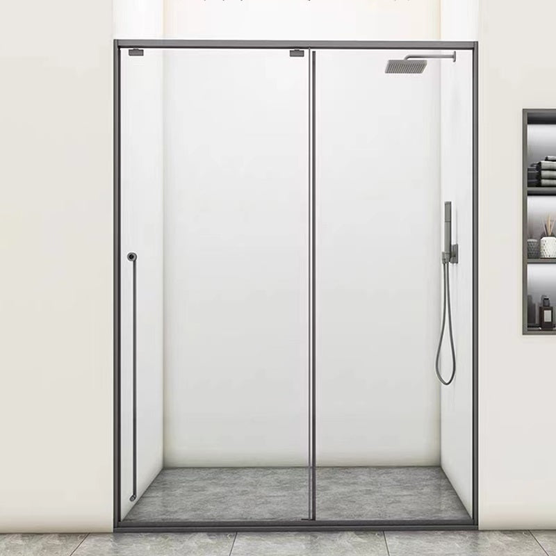 Single Sliding Gray Semi Frameless Shower Door Clear Shower Bath Door Right Clearhalo 'Bathroom Remodel & Bathroom Fixtures' 'Home Improvement' 'home_improvement' 'home_improvement_shower_tub_doors' 'Shower and Tub Doors' 'shower_tub_doors' 'Showers & Bathtubs' 7331753