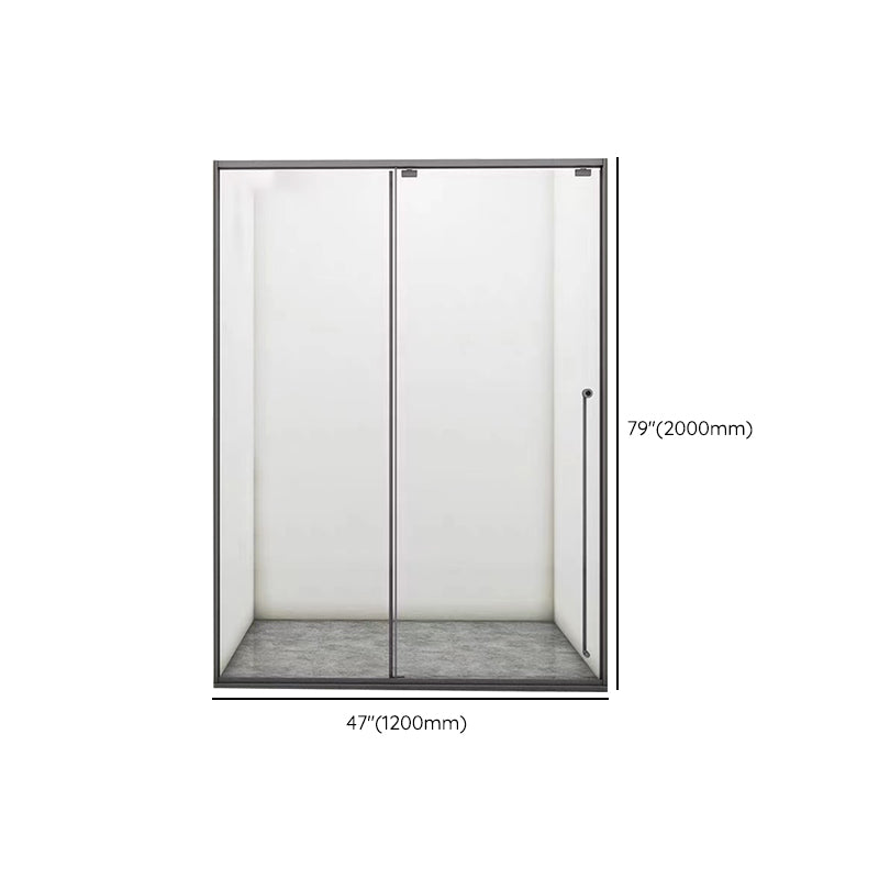 Single Sliding Gray Semi Frameless Shower Door Clear Shower Bath Door Clearhalo 'Bathroom Remodel & Bathroom Fixtures' 'Home Improvement' 'home_improvement' 'home_improvement_shower_tub_doors' 'Shower and Tub Doors' 'shower_tub_doors' 'Showers & Bathtubs' 7331754