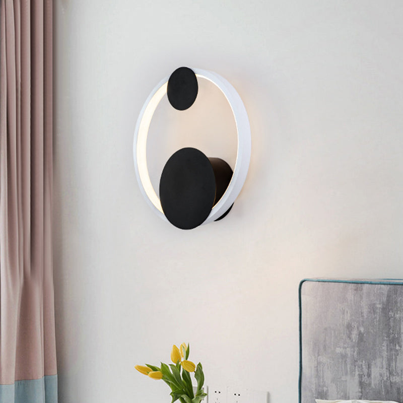 Halo Shape Acrylic Wall Mount Light Modern Black and White LED Wall Sconce Lamp in White/Warm Light for Bedside Clearhalo 'Modern wall lights' 'Modern' 'Wall Lamps & Sconces' 'Wall Lights' Lighting' 733252