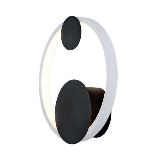 Halo Shape Acrylic Wall Mount Light Modern Black and White LED Wall Sconce Lamp in White/Warm Light for Bedside Clearhalo 'Modern wall lights' 'Modern' 'Wall Lamps & Sconces' 'Wall Lights' Lighting' 733253