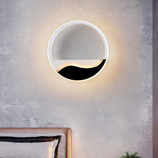Acrylic Ring Sconce Light Fixture Minimalist White and Black LED Wall Mounted Lamp in White/Warm Light Clearhalo 'Modern wall lights' 'Modern' 'Wall Lamps & Sconces' 'Wall Lights' Lighting' 733256