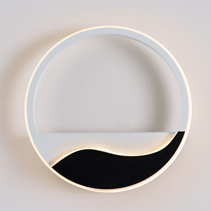 Acrylic Ring Sconce Light Fixture Minimalist White and Black LED Wall Mounted Lamp in White/Warm Light Clearhalo 'Modern wall lights' 'Modern' 'Wall Lamps & Sconces' 'Wall Lights' Lighting' 733258
