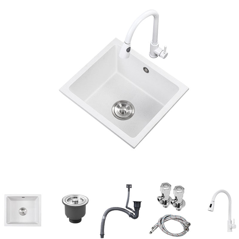 Quartz Kitchen Sink Drop-In Kitchen Sink with Basket Strainer Sink with Faucet Pull Out Faucet Clearhalo 'Home Improvement' 'home_improvement' 'home_improvement_kitchen_sinks' 'Kitchen Remodel & Kitchen Fixtures' 'Kitchen Sinks & Faucet Components' 'Kitchen Sinks' 'kitchen_sinks' 7332592