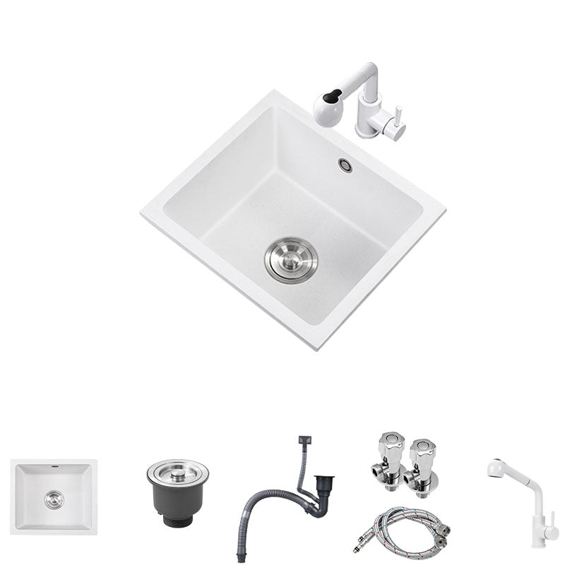 Quartz Kitchen Sink Drop-In Kitchen Sink with Basket Strainer Sink with Faucet Straight Pull-Out Faucet Clearhalo 'Home Improvement' 'home_improvement' 'home_improvement_kitchen_sinks' 'Kitchen Remodel & Kitchen Fixtures' 'Kitchen Sinks & Faucet Components' 'Kitchen Sinks' 'kitchen_sinks' 7332594