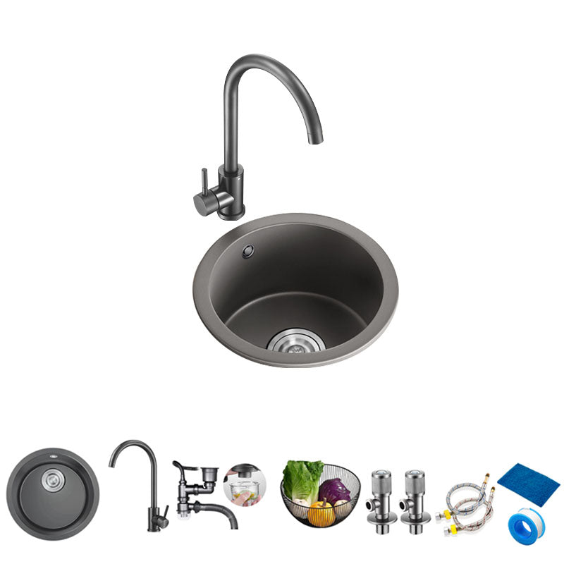 Quartz Kitchen Bar Sink Contemporary Round Shape Kitchen Bar Sink Sink with Faucet Round Faucet Clearhalo 'Home Improvement' 'home_improvement' 'home_improvement_kitchen_sinks' 'Kitchen Remodel & Kitchen Fixtures' 'Kitchen Sinks & Faucet Components' 'Kitchen Sinks' 'kitchen_sinks' 7332611