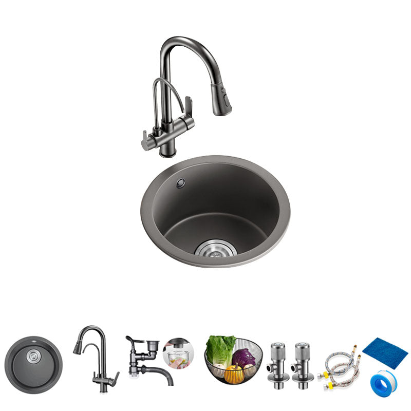 Quartz Kitchen Bar Sink Contemporary Round Shape Kitchen Bar Sink Sink with Faucet 3-in-1 Purifying Faucet Clearhalo 'Home Improvement' 'home_improvement' 'home_improvement_kitchen_sinks' 'Kitchen Remodel & Kitchen Fixtures' 'Kitchen Sinks & Faucet Components' 'Kitchen Sinks' 'kitchen_sinks' 7332616
