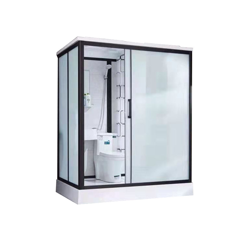 Framed Frosted Shower Kit Rectangle Matt Black Shower Stall with Base Included Clearhalo 'Bathroom Remodel & Bathroom Fixtures' 'Home Improvement' 'home_improvement' 'home_improvement_shower_stalls_enclosures' 'Shower Stalls & Enclosures' 'shower_stalls_enclosures' 'Showers & Bathtubs' 7332653