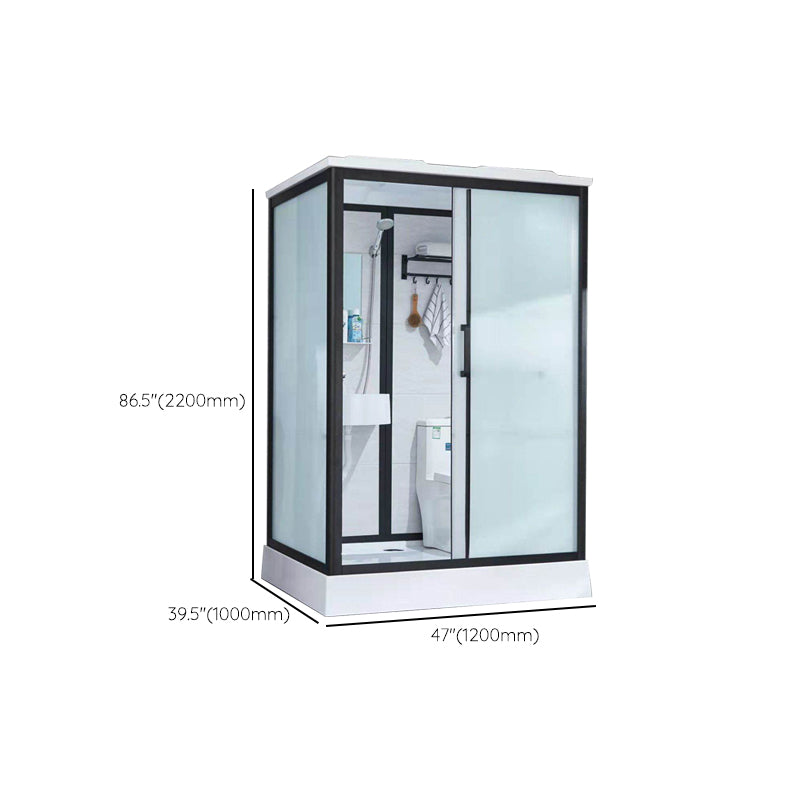 Framed Frosted Shower Kit Rectangle Matt Black Shower Stall with Base Included Clearhalo 'Bathroom Remodel & Bathroom Fixtures' 'Home Improvement' 'home_improvement' 'home_improvement_shower_stalls_enclosures' 'Shower Stalls & Enclosures' 'shower_stalls_enclosures' 'Showers & Bathtubs' 7332659