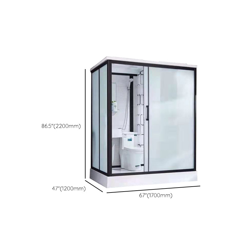 Framed Frosted Shower Kit Rectangle Matt Black Shower Stall with Base Included Clearhalo 'Bathroom Remodel & Bathroom Fixtures' 'Home Improvement' 'home_improvement' 'home_improvement_shower_stalls_enclosures' 'Shower Stalls & Enclosures' 'shower_stalls_enclosures' 'Showers & Bathtubs' 7332661