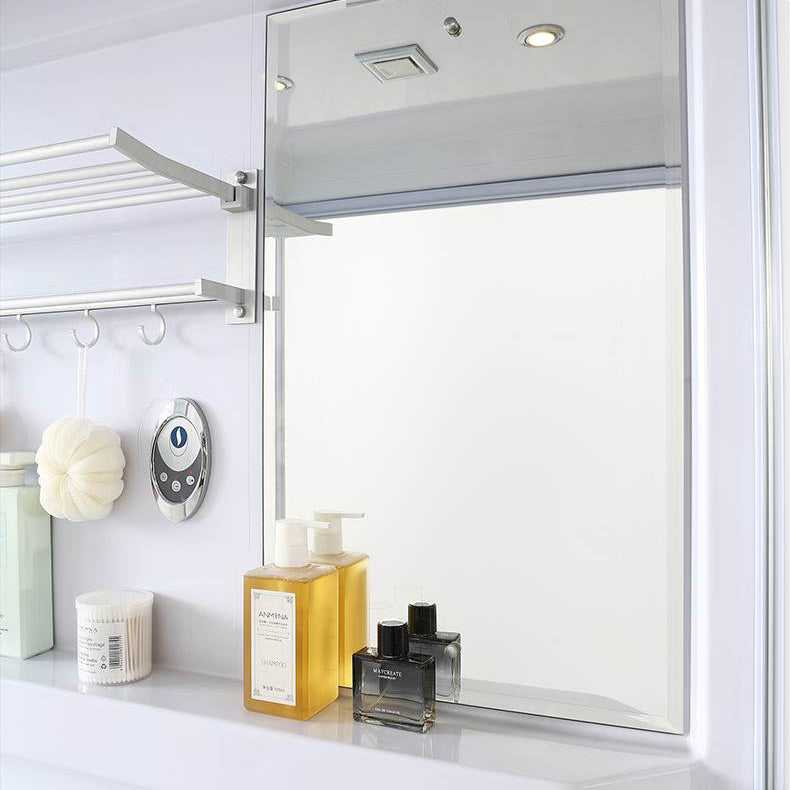 Frosted Single Sliding Shower Kit White Framed Shower Stall with Base Included Clearhalo 'Bathroom Remodel & Bathroom Fixtures' 'Home Improvement' 'home_improvement' 'home_improvement_shower_stalls_enclosures' 'Shower Stalls & Enclosures' 'shower_stalls_enclosures' 'Showers & Bathtubs' 7332674