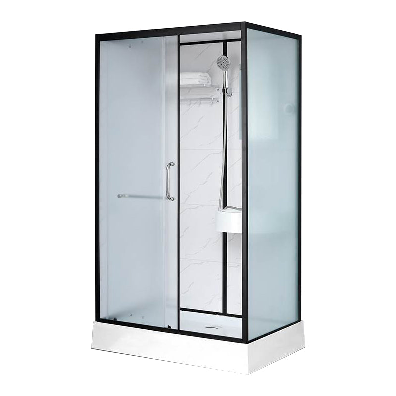 Single Sliding Rectangle Shower Kit White Frosted Shower Stall with Shower Tray Toilet Not Included Clearhalo 'Bathroom Remodel & Bathroom Fixtures' 'Home Improvement' 'home_improvement' 'home_improvement_shower_stalls_enclosures' 'Shower Stalls & Enclosures' 'shower_stalls_enclosures' 'Showers & Bathtubs' 7332690