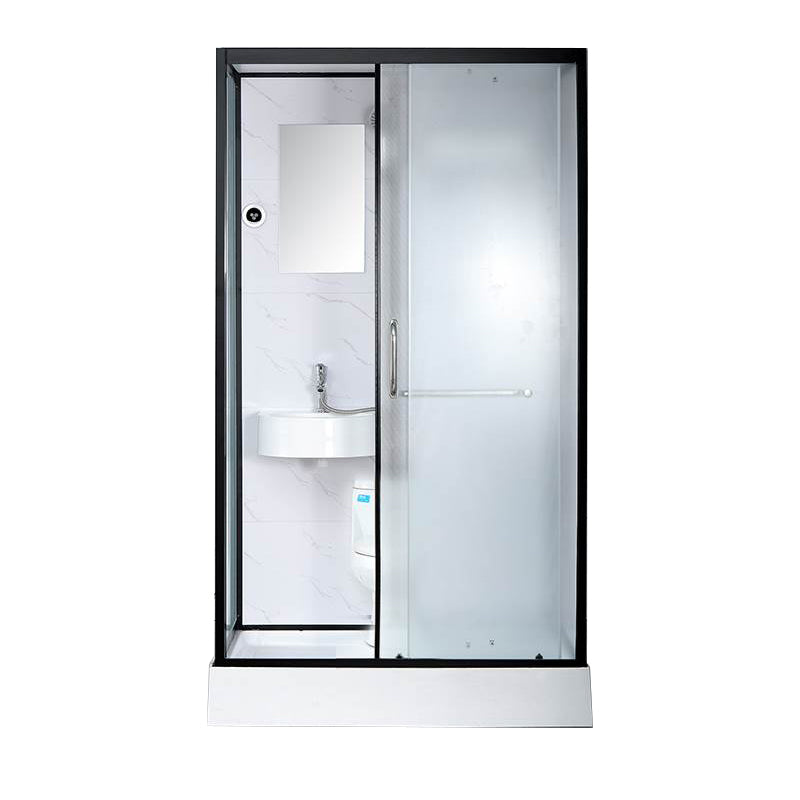 Single Sliding Rectangle Shower Kit White Frosted Shower Stall with Shower Tray Toilet Only Clearhalo 'Bathroom Remodel & Bathroom Fixtures' 'Home Improvement' 'home_improvement' 'home_improvement_shower_stalls_enclosures' 'Shower Stalls & Enclosures' 'shower_stalls_enclosures' 'Showers & Bathtubs' 7332691