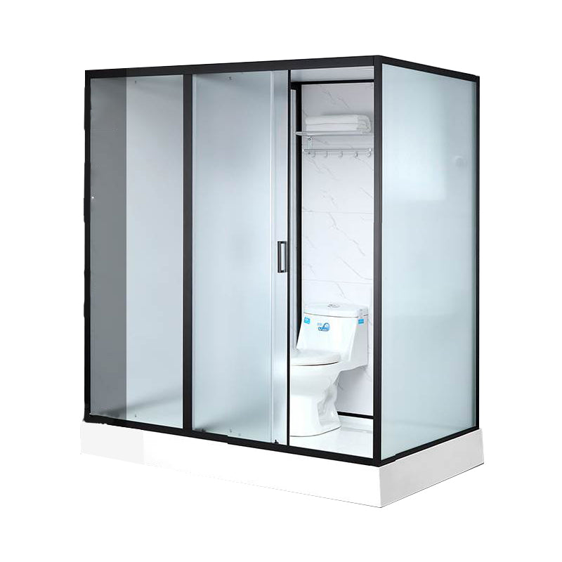 Single Sliding Rectangle Shower Kit White Frosted Shower Stall with Shower Tray Toilet Only Clearhalo 'Bathroom Remodel & Bathroom Fixtures' 'Home Improvement' 'home_improvement' 'home_improvement_shower_stalls_enclosures' 'Shower Stalls & Enclosures' 'shower_stalls_enclosures' 'Showers & Bathtubs' 7332697