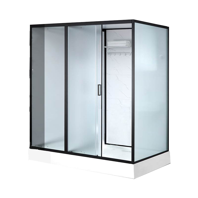 Single Sliding Rectangle Shower Kit White Frosted Shower Stall with Shower Tray Toilet Not Included Clearhalo 'Bathroom Remodel & Bathroom Fixtures' 'Home Improvement' 'home_improvement' 'home_improvement_shower_stalls_enclosures' 'Shower Stalls & Enclosures' 'shower_stalls_enclosures' 'Showers & Bathtubs' 7332699