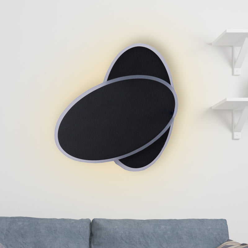 Modern LED Sconce Light White/Black Finish Double Oval Wall Lamp Fixture with Acrylic Shade in Warm/White Light Black Clearhalo 'Modern wall lights' 'Modern' 'Wall Lamps & Sconces' 'Wall Lights' Lighting' 733270