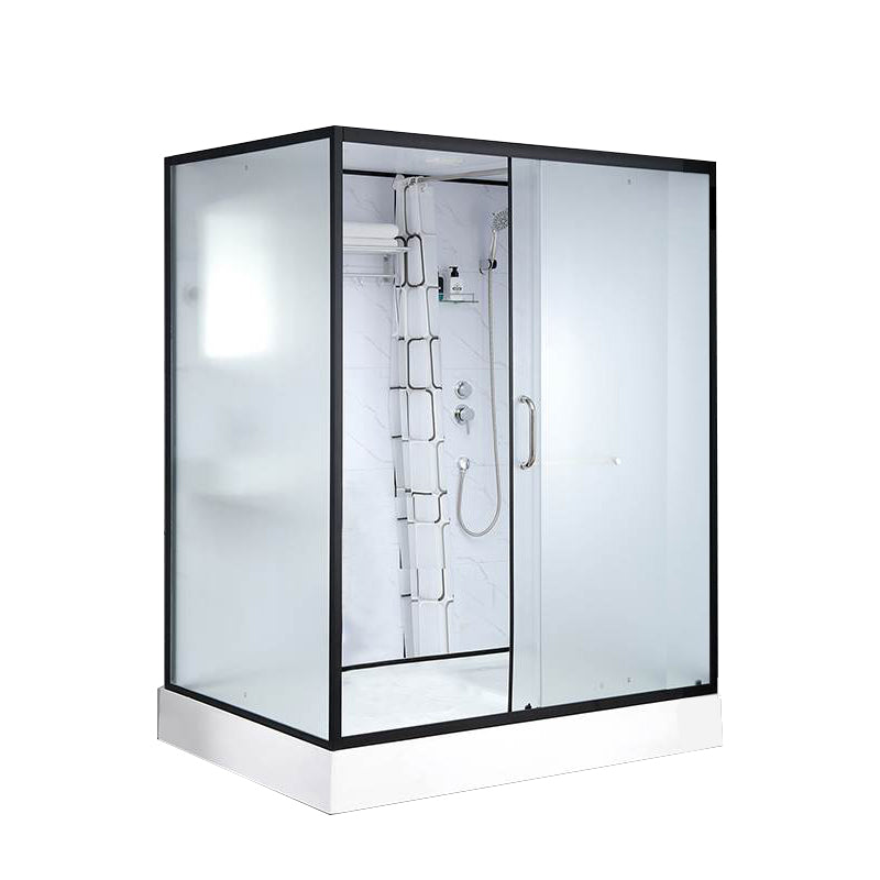 Single Sliding Rectangle Shower Kit White Frosted Shower Stall with Shower Tray 67"L x 47"W x 86"H Toilet Not Included Clearhalo 'Bathroom Remodel & Bathroom Fixtures' 'Home Improvement' 'home_improvement' 'home_improvement_shower_stalls_enclosures' 'Shower Stalls & Enclosures' 'shower_stalls_enclosures' 'Showers & Bathtubs' 7332701