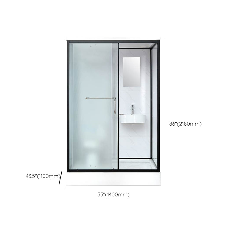 Single Sliding Rectangle Shower Kit White Frosted Shower Stall with Shower Tray Clearhalo 'Bathroom Remodel & Bathroom Fixtures' 'Home Improvement' 'home_improvement' 'home_improvement_shower_stalls_enclosures' 'Shower Stalls & Enclosures' 'shower_stalls_enclosures' 'Showers & Bathtubs' 7332705