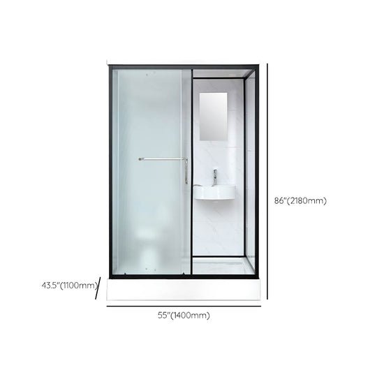Single Sliding Rectangle Shower Kit White Frosted Shower Stall with ...