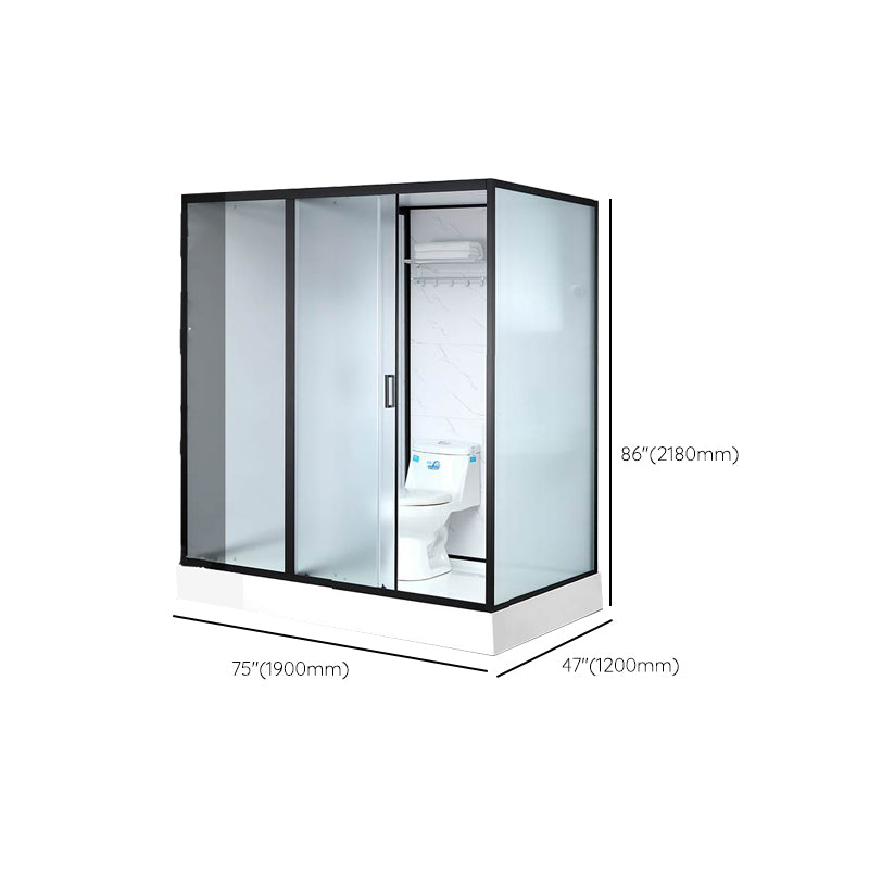 Single Sliding Rectangle Shower Kit White Frosted Shower Stall with Shower Tray Clearhalo 'Bathroom Remodel & Bathroom Fixtures' 'Home Improvement' 'home_improvement' 'home_improvement_shower_stalls_enclosures' 'Shower Stalls & Enclosures' 'shower_stalls_enclosures' 'Showers & Bathtubs' 7332709