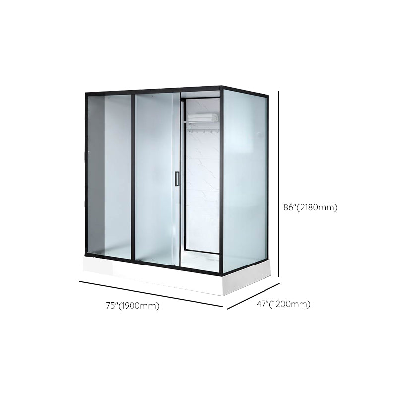 Single Sliding Rectangle Shower Kit White Frosted Shower Stall with Shower Tray Clearhalo 'Bathroom Remodel & Bathroom Fixtures' 'Home Improvement' 'home_improvement' 'home_improvement_shower_stalls_enclosures' 'Shower Stalls & Enclosures' 'shower_stalls_enclosures' 'Showers & Bathtubs' 7332710