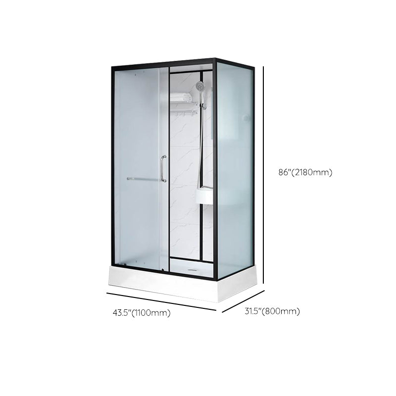 Single Sliding Rectangle Shower Kit White Frosted Shower Stall with Shower Tray Clearhalo 'Bathroom Remodel & Bathroom Fixtures' 'Home Improvement' 'home_improvement' 'home_improvement_shower_stalls_enclosures' 'Shower Stalls & Enclosures' 'shower_stalls_enclosures' 'Showers & Bathtubs' 7332714