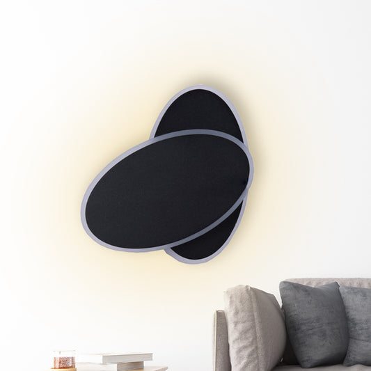 Modern LED Sconce Light White/Black Finish Double Oval Wall Lamp Fixture with Acrylic Shade in Warm/White Light Clearhalo 'Modern wall lights' 'Modern' 'Wall Lamps & Sconces' 'Wall Lights' Lighting' 733271