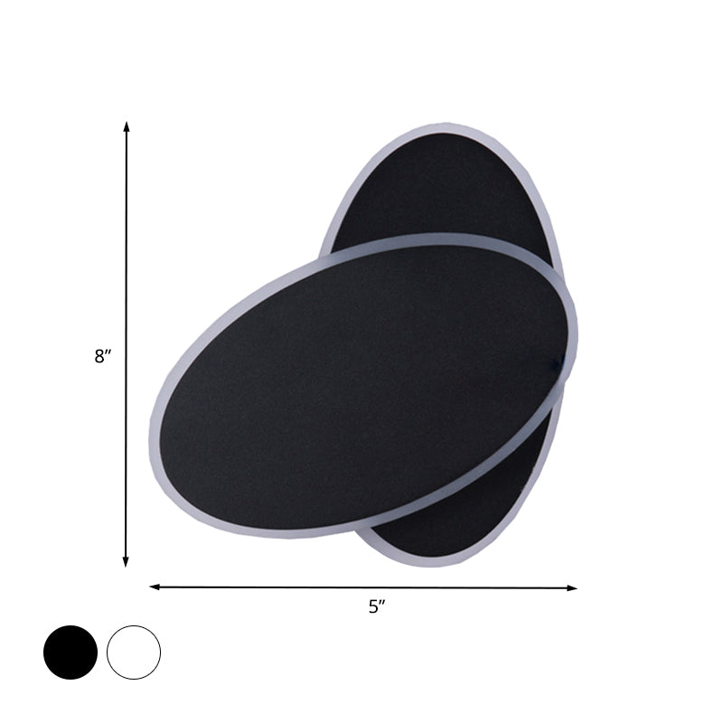 Modern LED Sconce Light White/Black Finish Double Oval Wall Lamp Fixture with Acrylic Shade in Warm/White Light Clearhalo 'Modern wall lights' 'Modern' 'Wall Lamps & Sconces' 'Wall Lights' Lighting' 733274