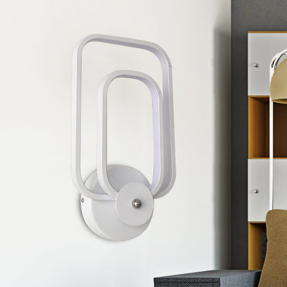 Rectangle Frame Aluminum Sconce Minimalist LED White Wall Mount Lighting in Warm/White Light White Clearhalo 'Cast Iron' 'Glass' 'Industrial' 'Modern wall lights' 'Modern' 'Tiffany' 'Traditional wall lights' 'Wall Lamps & Sconces' 'Wall Lights' Lighting' 733284