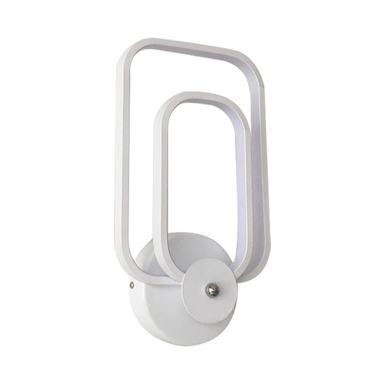 Rectangle Frame Aluminum Sconce Minimalist LED White Wall Mount Lighting in Warm/White Light Clearhalo 'Cast Iron' 'Glass' 'Industrial' 'Modern wall lights' 'Modern' 'Tiffany' 'Traditional wall lights' 'Wall Lamps & Sconces' 'Wall Lights' Lighting' 733286