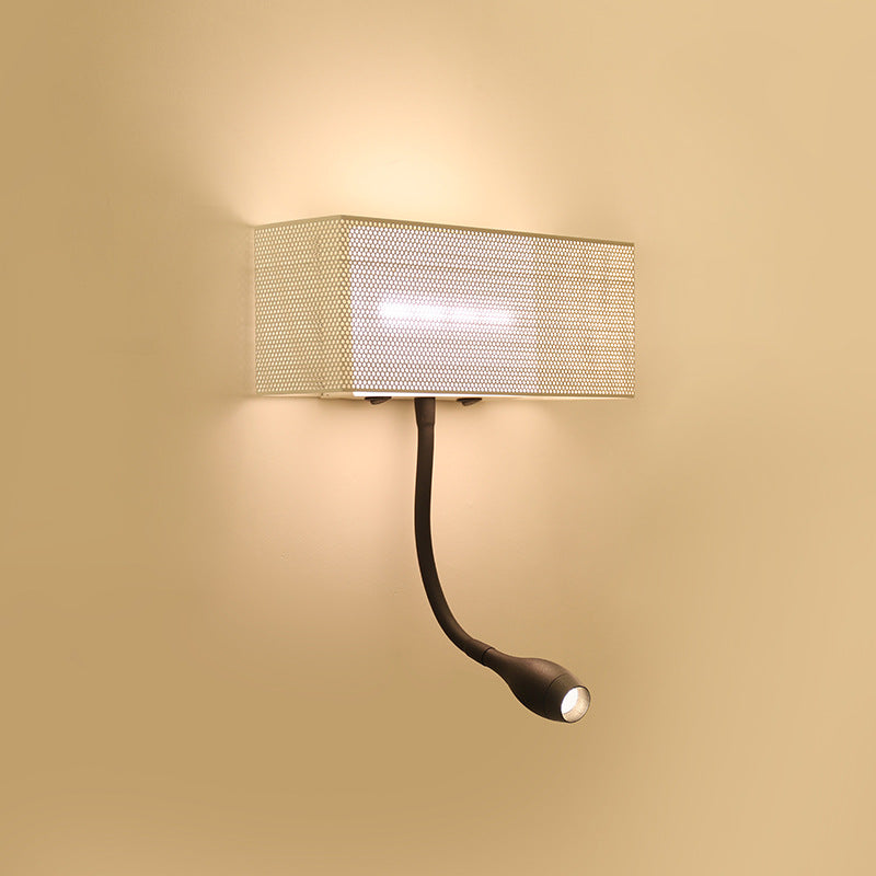 Metal Mesh Rectangular Flush Wall Sconce Modernism LED Wall Light in White with Rotatable Design White Clearhalo 'Cast Iron' 'Glass' 'Industrial' 'Modern wall lights' 'Modern' 'Tiffany' 'Traditional wall lights' 'Wall Lamps & Sconces' 'Wall Lights' Lighting' 733289