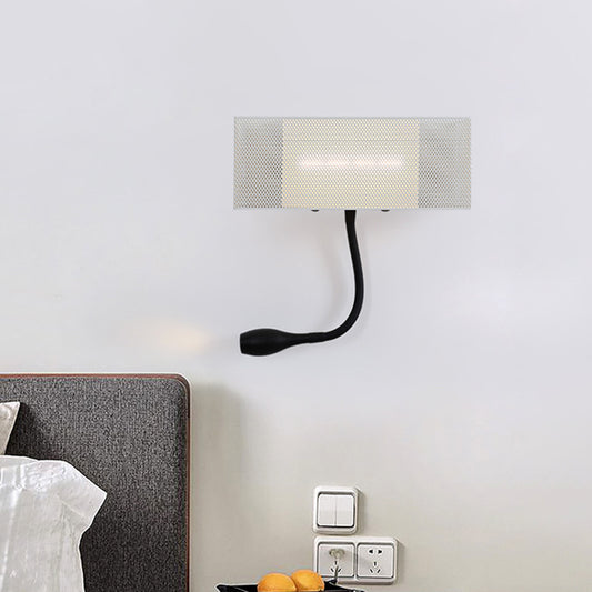Metal Mesh Rectangular Flush Wall Sconce Modernism LED Wall Light in White with Rotatable Design Clearhalo 'Cast Iron' 'Glass' 'Industrial' 'Modern wall lights' 'Modern' 'Tiffany' 'Traditional wall lights' 'Wall Lamps & Sconces' 'Wall Lights' Lighting' 733290