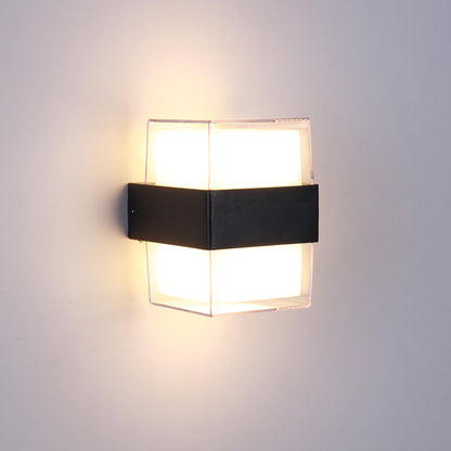 White and Black Cuboid Box Sconce Modernist LED Acrylic Wall Lighting in Warm/White Light for Bedside Black-White Clearhalo 'Modern wall lights' 'Modern' 'Wall Lamps & Sconces' 'Wall Lights' Lighting' 733299