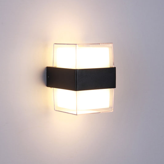 White and Black Cuboid Box Sconce Modernist LED Acrylic Wall Lighting in Warm/White Light for Bedside Black-White Clearhalo 'Modern wall lights' 'Modern' 'Wall Lamps & Sconces' 'Wall Lights' Lighting' 733299
