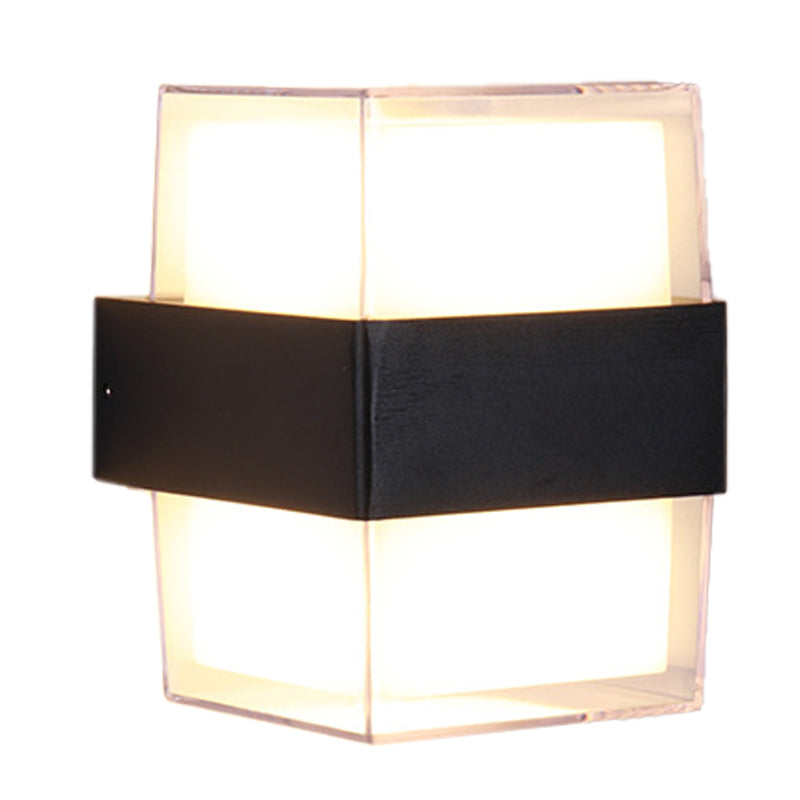 White and Black Cuboid Box Sconce Modernist LED Acrylic Wall Lighting in Warm/White Light for Bedside Clearhalo 'Modern wall lights' 'Modern' 'Wall Lamps & Sconces' 'Wall Lights' Lighting' 733301