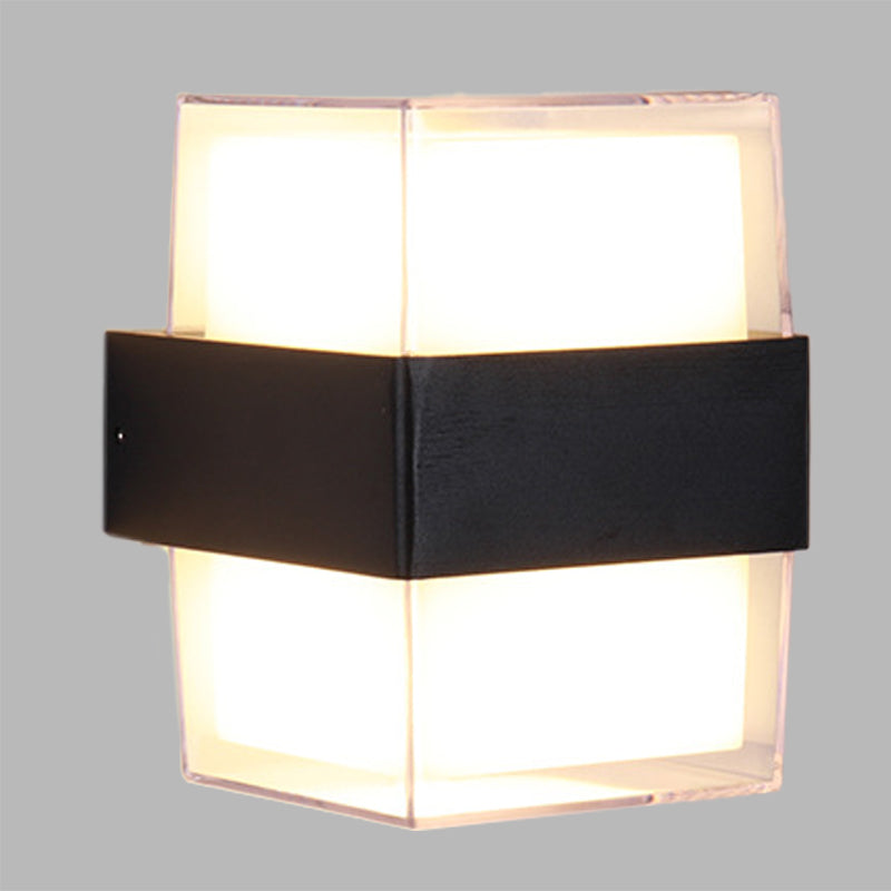 White and Black Cuboid Box Sconce Modernist LED Acrylic Wall Lighting in Warm/White Light for Bedside Clearhalo 'Modern wall lights' 'Modern' 'Wall Lamps & Sconces' 'Wall Lights' Lighting' 733302