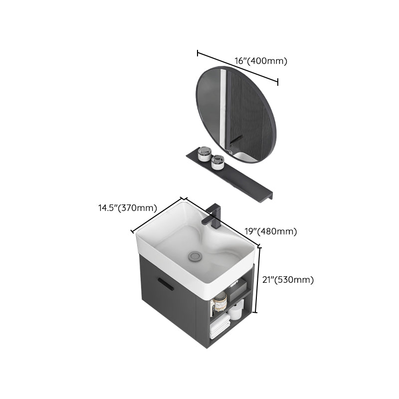 Modern Dark Gray Ceramic Vanity Single-Sink Wall Mount Vanity Sink Clearhalo 'Bathroom Remodel & Bathroom Fixtures' 'Bathroom Vanities' 'bathroom_vanities' 'Home Improvement' 'home_improvement' 'home_improvement_bathroom_vanities' 7333023