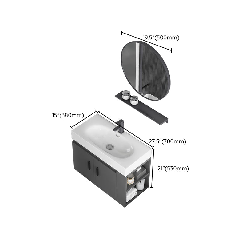 Modern Dark Gray Ceramic Vanity Single-Sink Wall Mount Vanity Sink Clearhalo 'Bathroom Remodel & Bathroom Fixtures' 'Bathroom Vanities' 'bathroom_vanities' 'Home Improvement' 'home_improvement' 'home_improvement_bathroom_vanities' 7333028