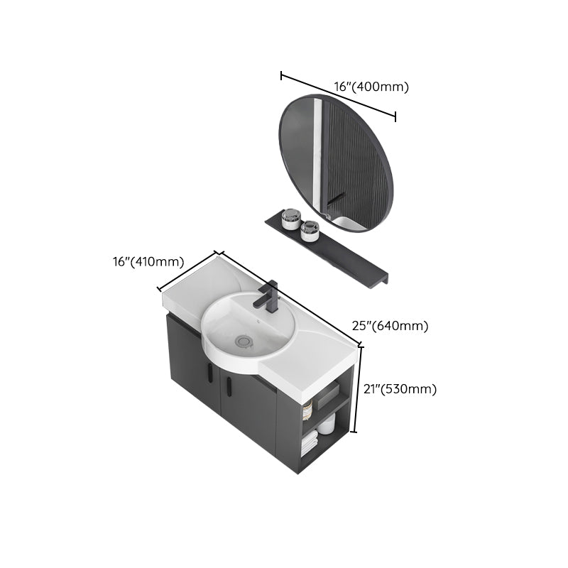 Modern Dark Gray Ceramic Vanity Single-Sink Wall Mount Vanity Sink Clearhalo 'Bathroom Remodel & Bathroom Fixtures' 'Bathroom Vanities' 'bathroom_vanities' 'Home Improvement' 'home_improvement' 'home_improvement_bathroom_vanities' 7333029