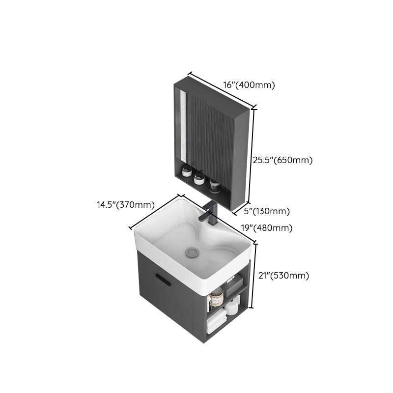 Modern Dark Gray Ceramic Vanity Single-Sink Wall Mount Vanity Sink Clearhalo 'Bathroom Remodel & Bathroom Fixtures' 'Bathroom Vanities' 'bathroom_vanities' 'Home Improvement' 'home_improvement' 'home_improvement_bathroom_vanities' 7333031