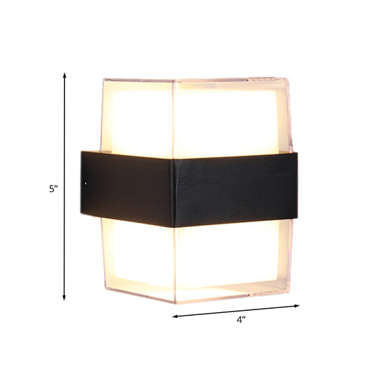 White and Black Cuboid Box Sconce Modernist LED Acrylic Wall Lighting in Warm/White Light for Bedside Clearhalo 'Modern wall lights' 'Modern' 'Wall Lamps & Sconces' 'Wall Lights' Lighting' 733303