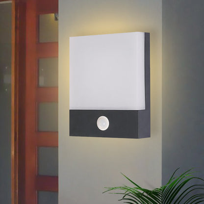 Rectangle Corner Wall Sconce Light Metallic LED Modern Wall Mounted Lamp in Black with Induction Type Black Clearhalo 'Cast Iron' 'Glass' 'Industrial' 'Modern wall lights' 'Modern' 'Tiffany' 'Traditional wall lights' 'Wall Lamps & Sconces' 'Wall Lights' Lighting' 733304