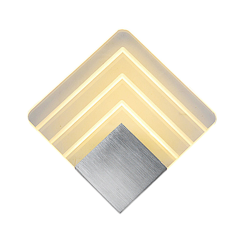Modernism Squared Wall Sconce Metal 5.5"/8" W LED Corner Wall Mount Light in Black/Silver with Acrylic Shade Clearhalo 'Cast Iron' 'Glass' 'Industrial' 'Modern wall lights' 'Modern' 'Tiffany' 'Traditional wall lights' 'Wall Lamps & Sconces' 'Wall Lights' Lighting' 733311