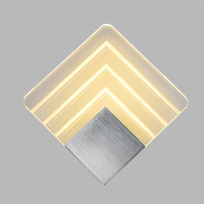 Modernism Squared Wall Sconce Metal 5.5"/8" W LED Corner Wall Mount Light in Black/Silver with Acrylic Shade Clearhalo 'Cast Iron' 'Glass' 'Industrial' 'Modern wall lights' 'Modern' 'Tiffany' 'Traditional wall lights' 'Wall Lamps & Sconces' 'Wall Lights' Lighting' 733312