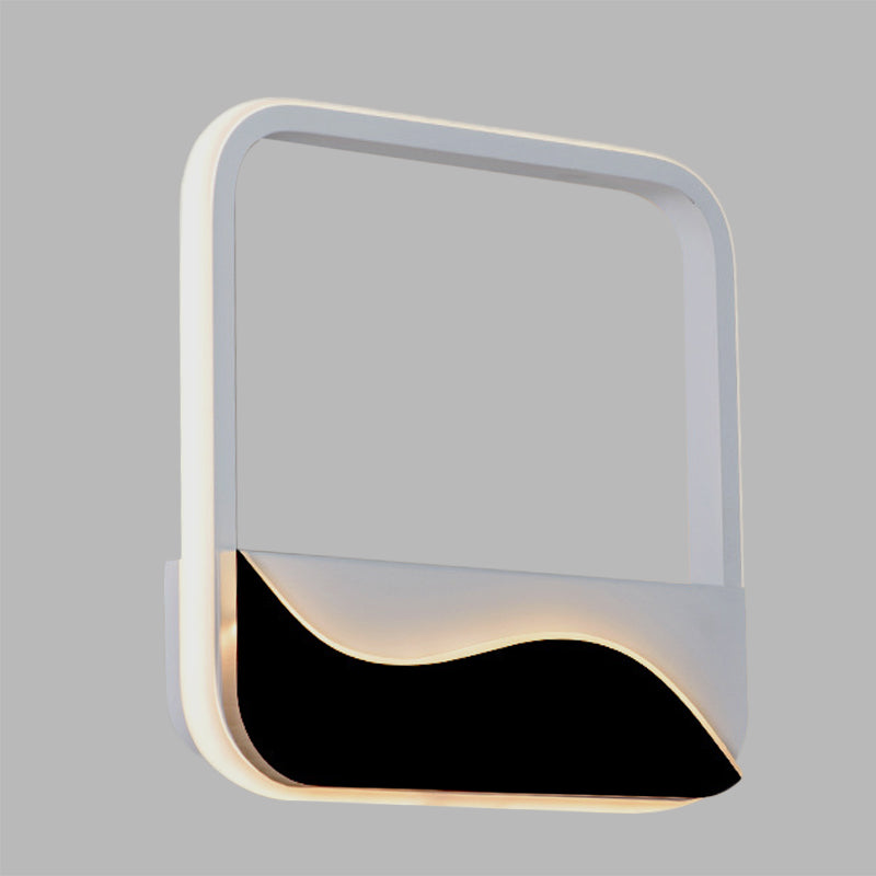 Minimalist LED Wall Mount Light White and Black Squared Frame Wall Sconce with Acrylic Shade in Warm/White Light Clearhalo 'Modern wall lights' 'Modern' 'Wall Lamps & Sconces' 'Wall Lights' Lighting' 733321