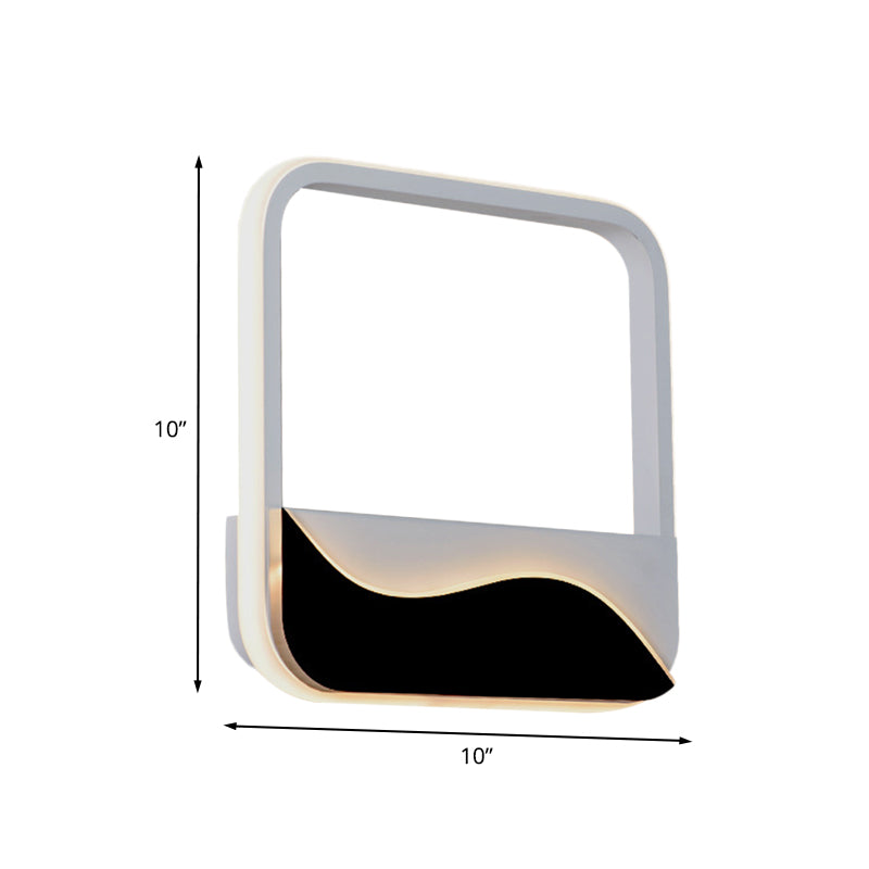 Minimalist LED Wall Mount Light White and Black Squared Frame Wall Sconce with Acrylic Shade in Warm/White Light Clearhalo 'Modern wall lights' 'Modern' 'Wall Lamps & Sconces' 'Wall Lights' Lighting' 733322