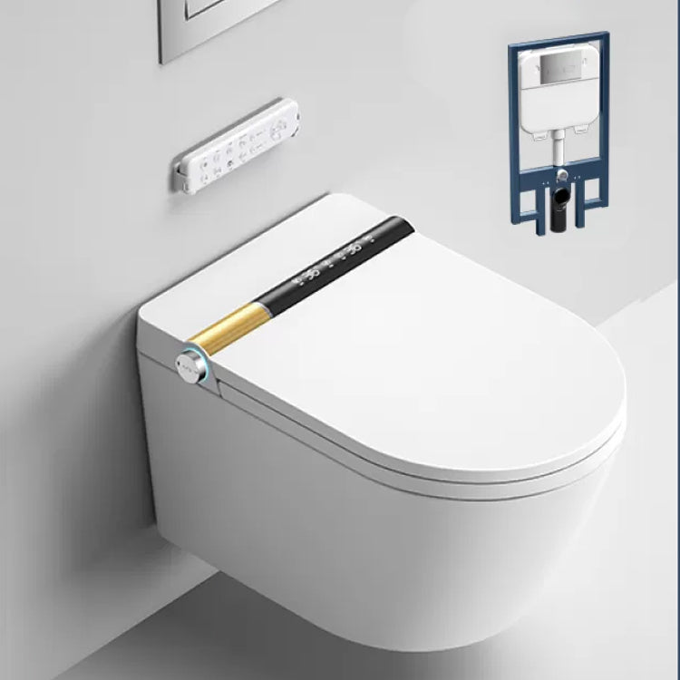 Dual Flush Wall Hung Toilet Set Elongated Deodorizing Wall Mounted Bidet Gold Toilet+ Water Tank Clearhalo 'Bathroom Remodel & Bathroom Fixtures' 'Bidets' 'Home Improvement' 'home_improvement' 'home_improvement_bidets' 'Toilets & Bidets' 7333266