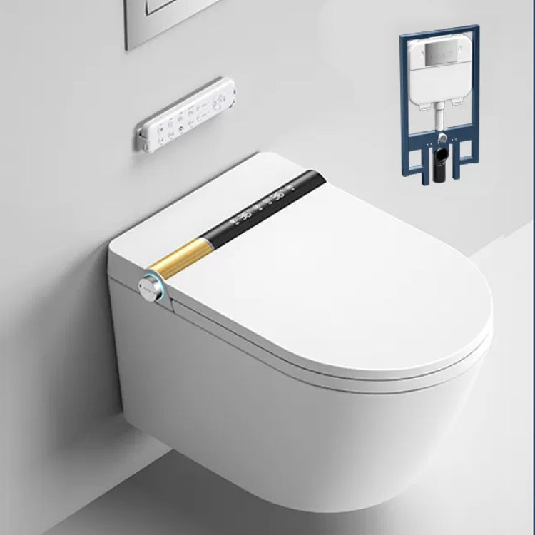 Dual Flush Wall Hung Toilet Set Elongated Deodorizing Wall Mounted Bidet Gold Toilet+ Water Tank Clearhalo 'Bathroom Remodel & Bathroom Fixtures' 'Bidets' 'Home Improvement' 'home_improvement' 'home_improvement_bidets' 'Toilets & Bidets' 7333266